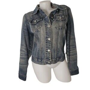 THE GAP Distressed Stretch  Denim Jean Jacket  Size Medium